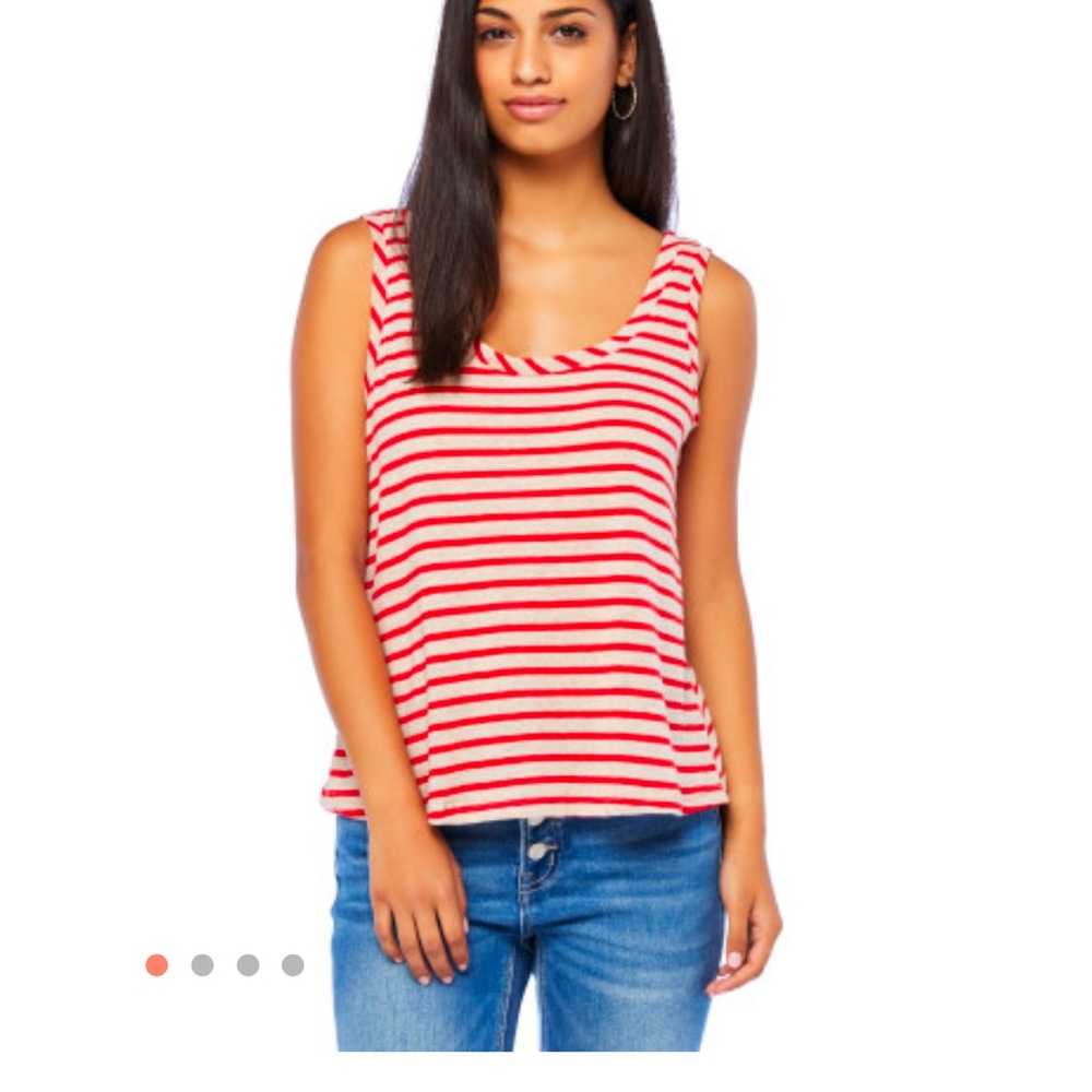 Red and White Striped Relaxed Tank Top